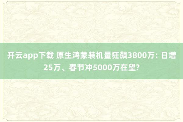 开云app下载 原生鸿蒙装机量狂飙3800万: 日增25万、春节冲5000万在望?