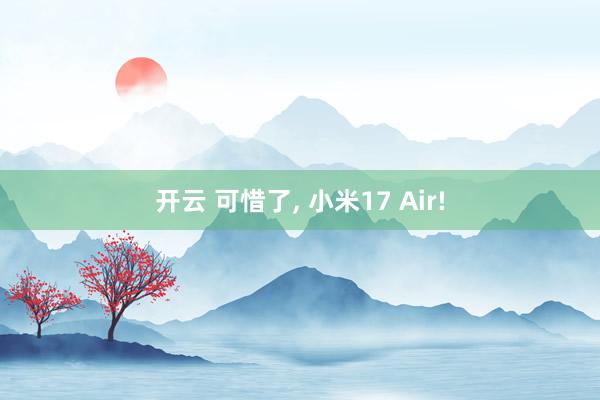 开云 可惜了, 小米17 Air!
