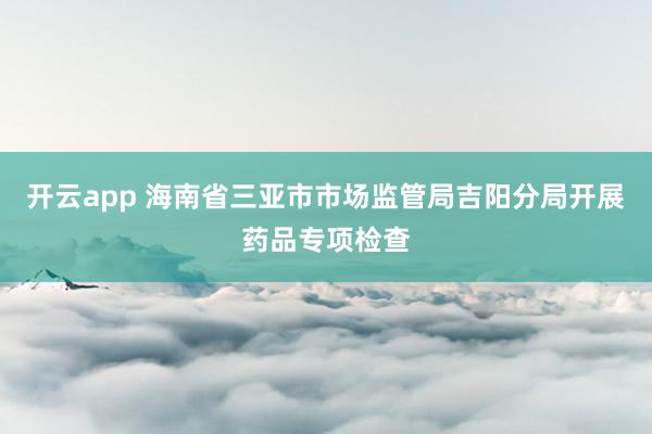 开云app 海南省三亚市市场监管局吉阳分局开展药品专项检查