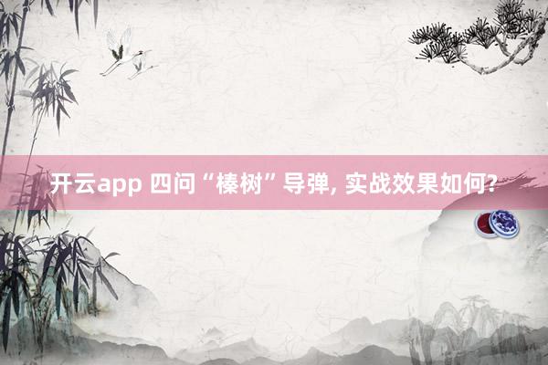 开云app 四问“榛树”导弹, 实战效果如何?