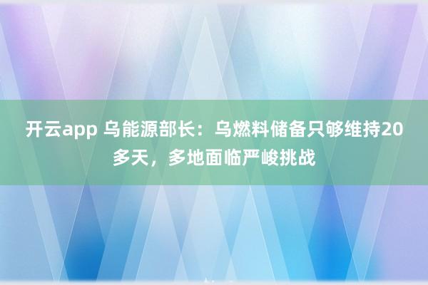 开云app 乌能源部长：乌燃料储备只够维持20多天，多地面临严峻挑战