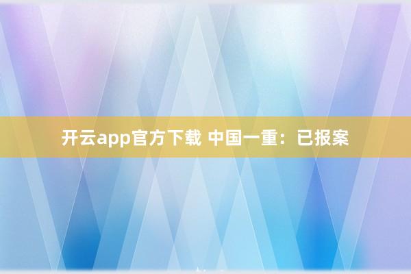 开云app官方下载 中国一重：已报案