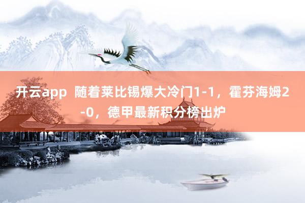 开云app  随着莱比锡爆大冷门1-1，霍芬海姆2-0，德甲最新积分榜出炉