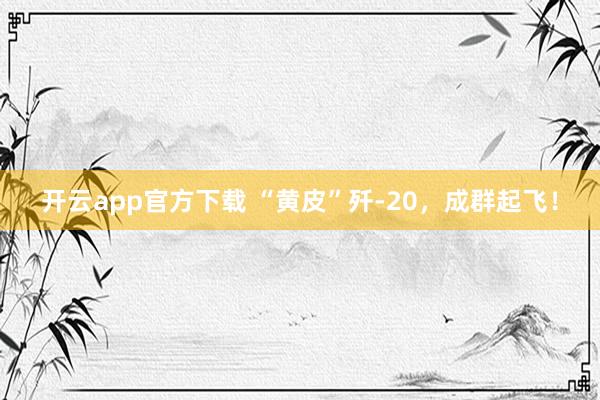 开云app官方下载 “黄皮”歼-20,成群起飞!