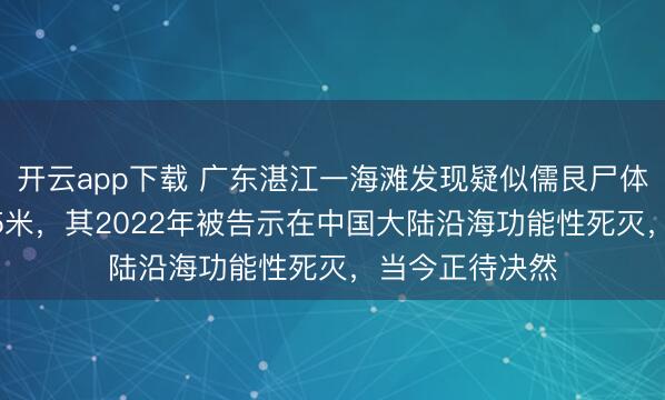开云app下载 广东湛江一海滩发现疑似儒艮尸体,长度卓绝1.5米,其2022年被告示在中国大陆沿海功能性死灭,当今正待决然