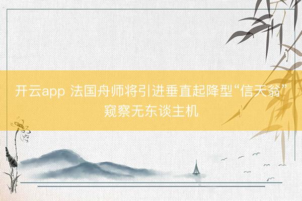 开云app 法国舟师将引进垂直起降型“信天翁”窥察无东谈主机