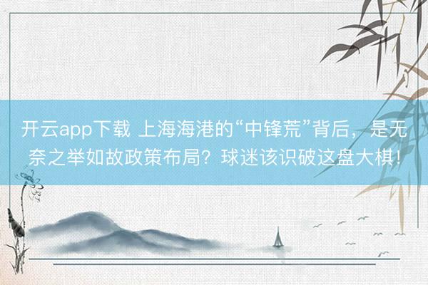 开云app下载 上海海港的“中锋荒”背后,是无奈之举如故政策布局?球迷该识破这盘大棋!