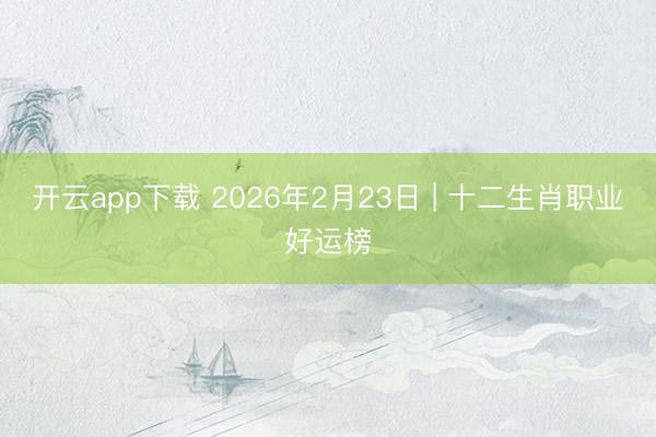开云app下载 2026年2月23日 | 十二生肖职业好运榜