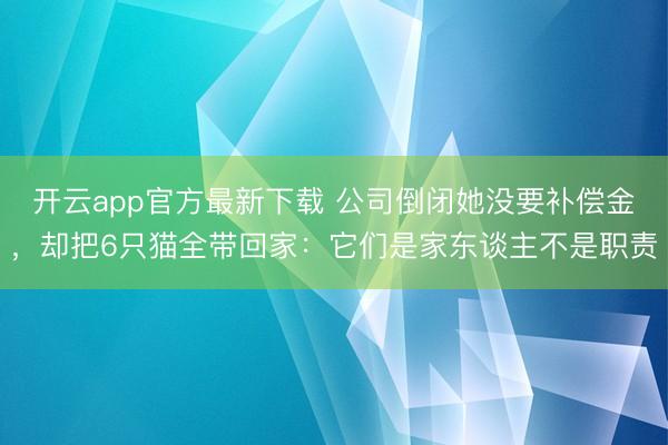 开云app官方最新下载 公司倒闭她没要补偿金，却把6只猫全带回家：它们是家东谈主不是职责